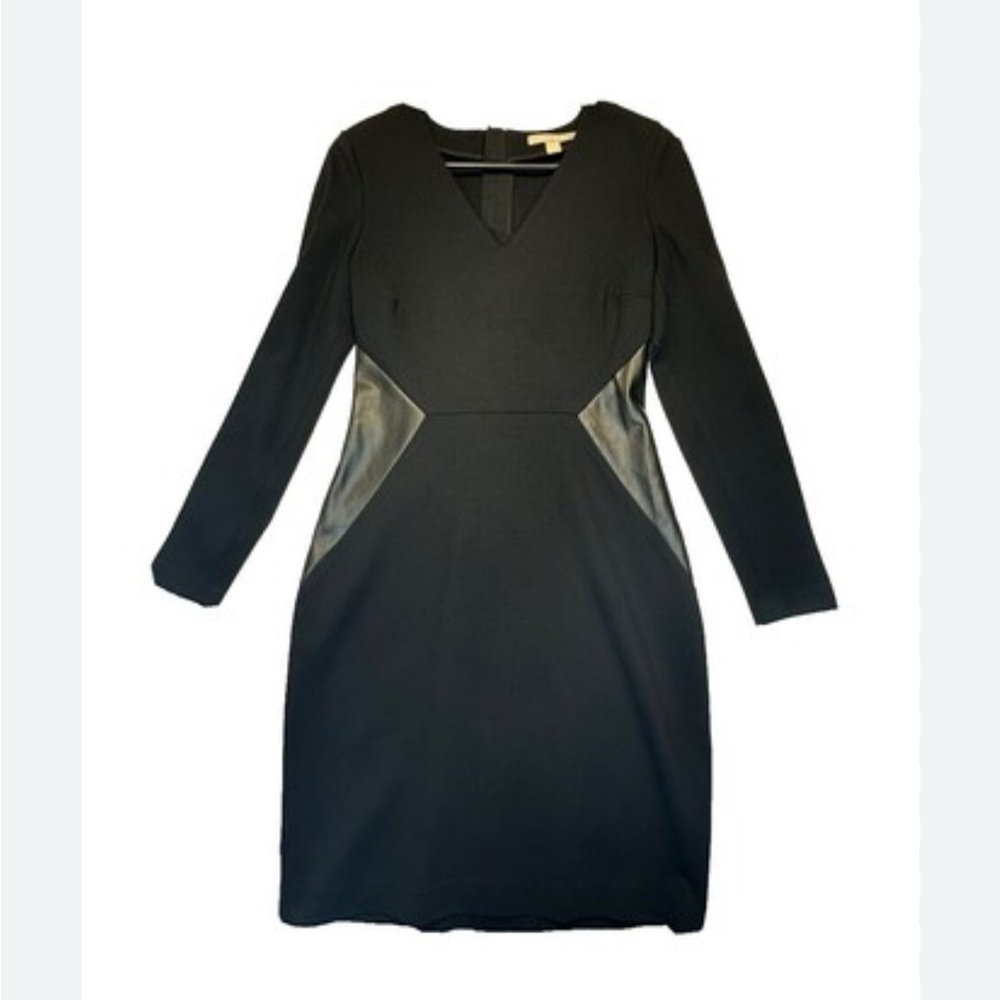 Banana Republic Elegant Black Dress with Leather Accents
